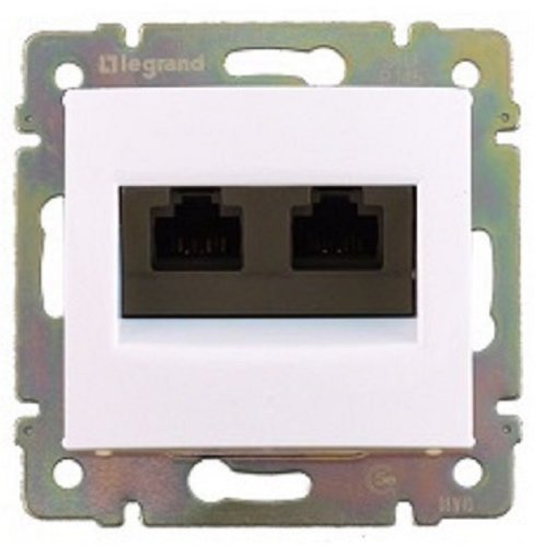 Розетка телефонная+компьютер без рамки Legrand Valena 2-м. RJ11+RJ45 белый картинка